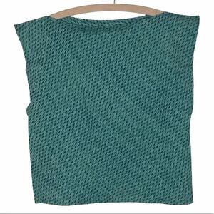 HANDMADE WOVEN SHIRT PATTERN ETHICAL BOXY GREEN COTTAGE CORE CROPPED SLEEVELESS